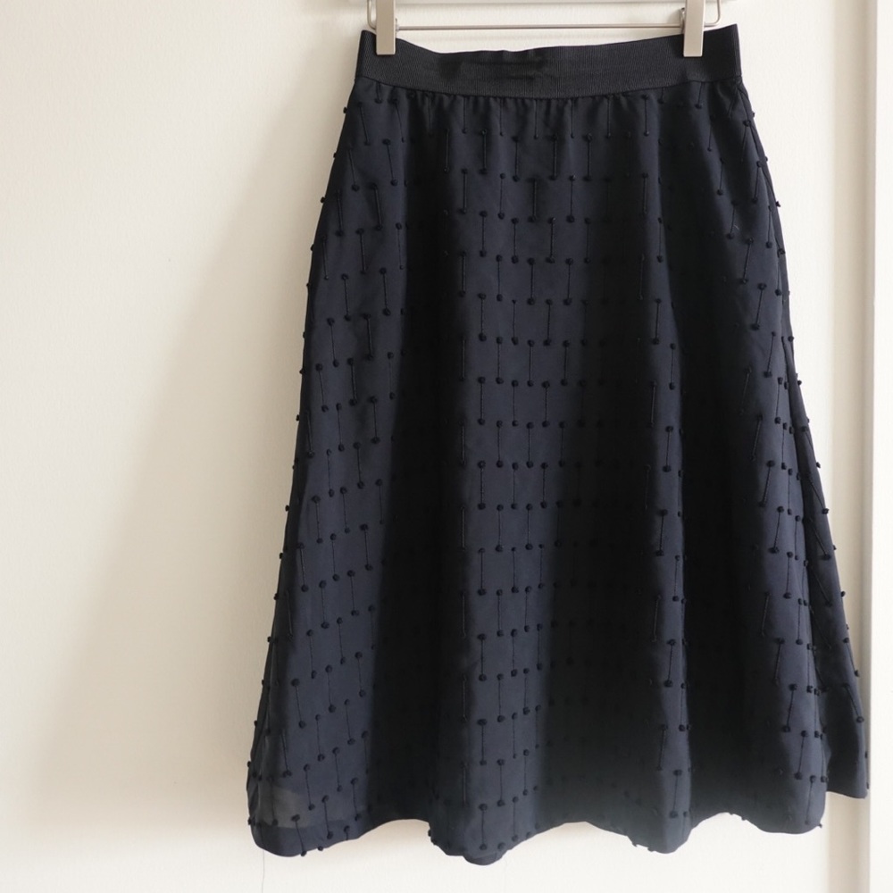 ANN TAYLOR TEXTURED DOT MIDI SKIRT
